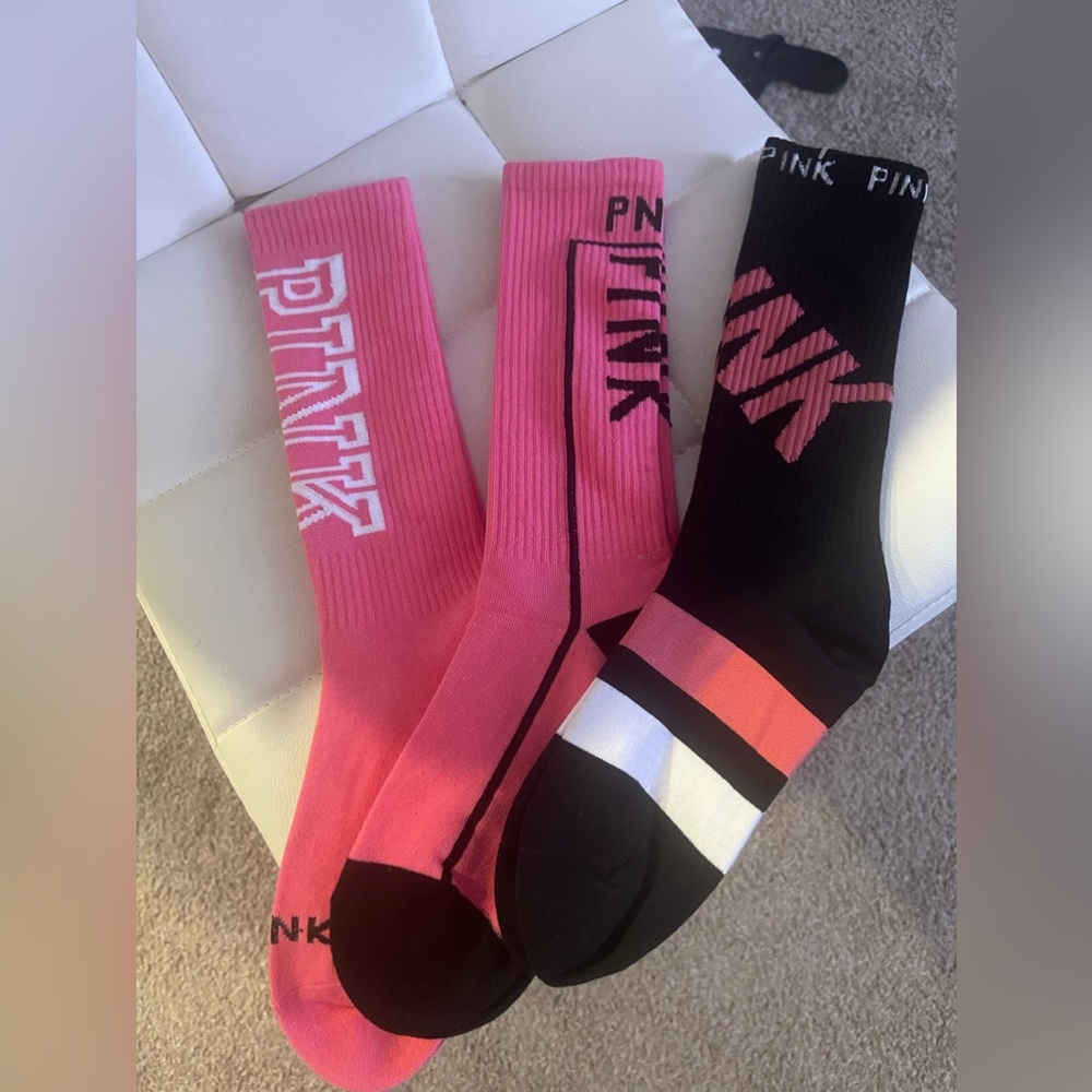 NEW 3 pack PINK Victorias Secret Socks